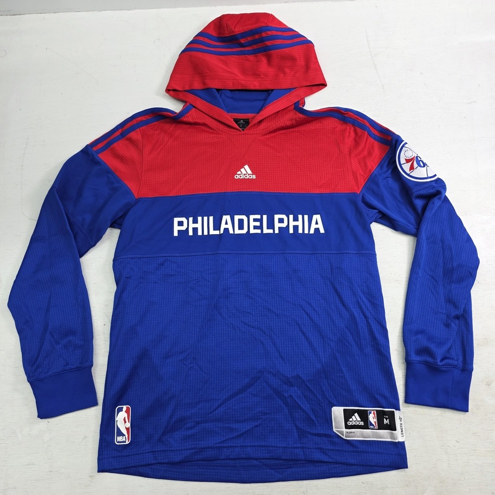 Adidas Philadelphia 76ers Hoodie Jersey Men's M Blue Red Pullover NBA Basketball - Picture 1 of 12